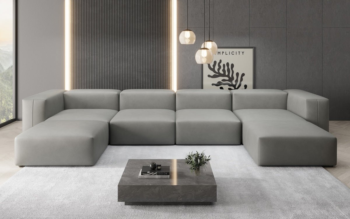 Designer U Sofa Snug in Genuine Leather