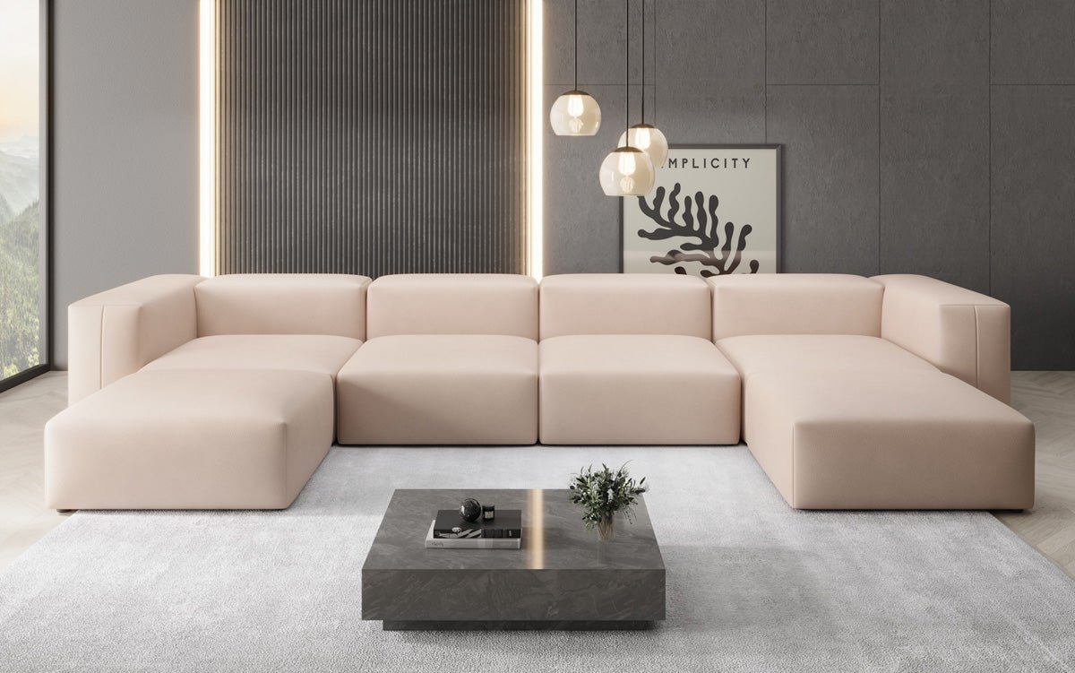 Designer U Sofa Snug in Genuine Leather