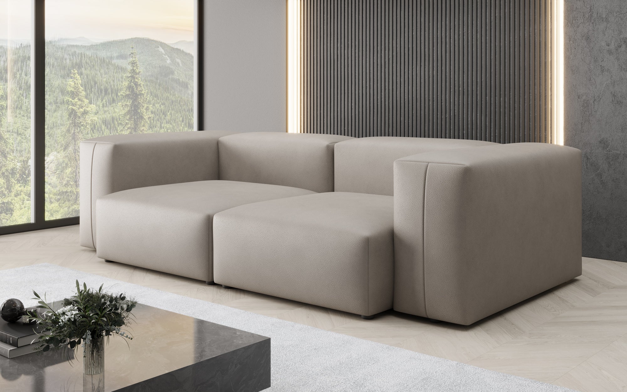 Designer 2-Seater Sofa Snug in Genuine Leather