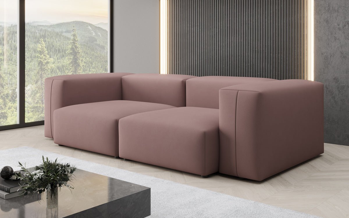 Designer 2-Seater Sofa Snug in Fabric