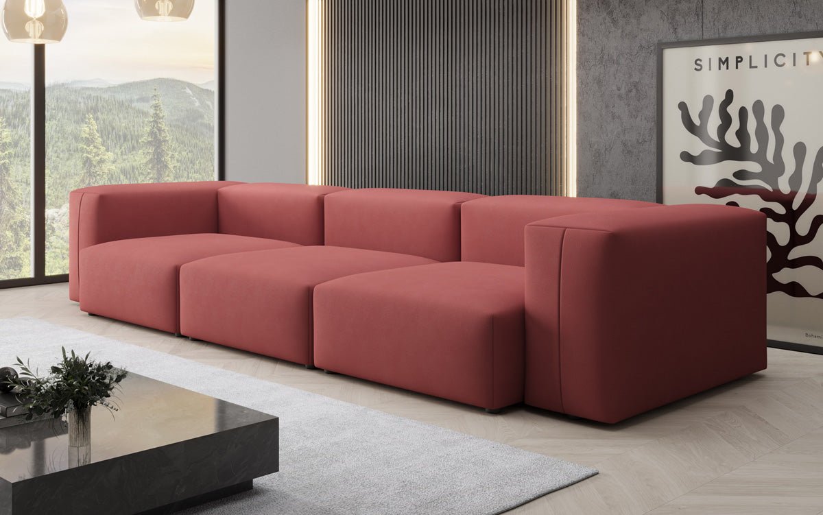 Designer 3-Seater Sofa Snug in Fabric