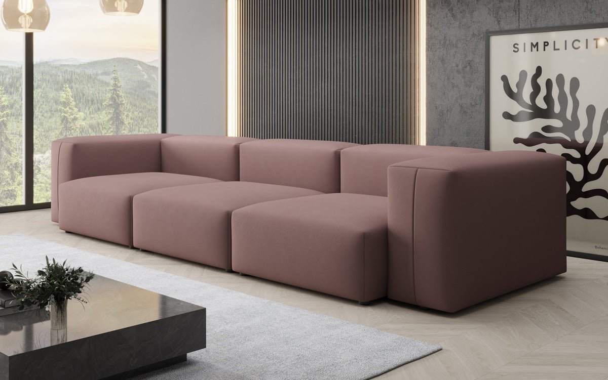 Designer 3-Seater Sofa Snug in Fabric