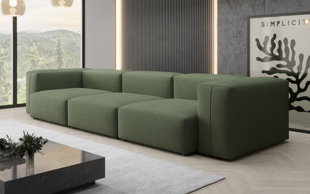 Designer 3-Seater Sofa Snug in Fabric