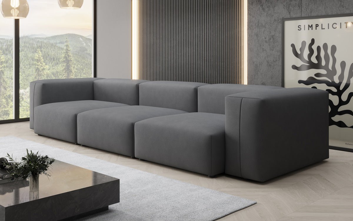 Designer 3-Seater Sofa Snug in Fabric