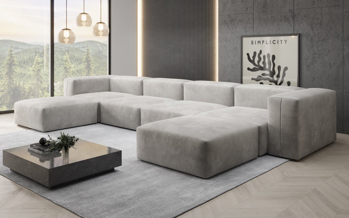 Designer U Sofa Snug aus Samt