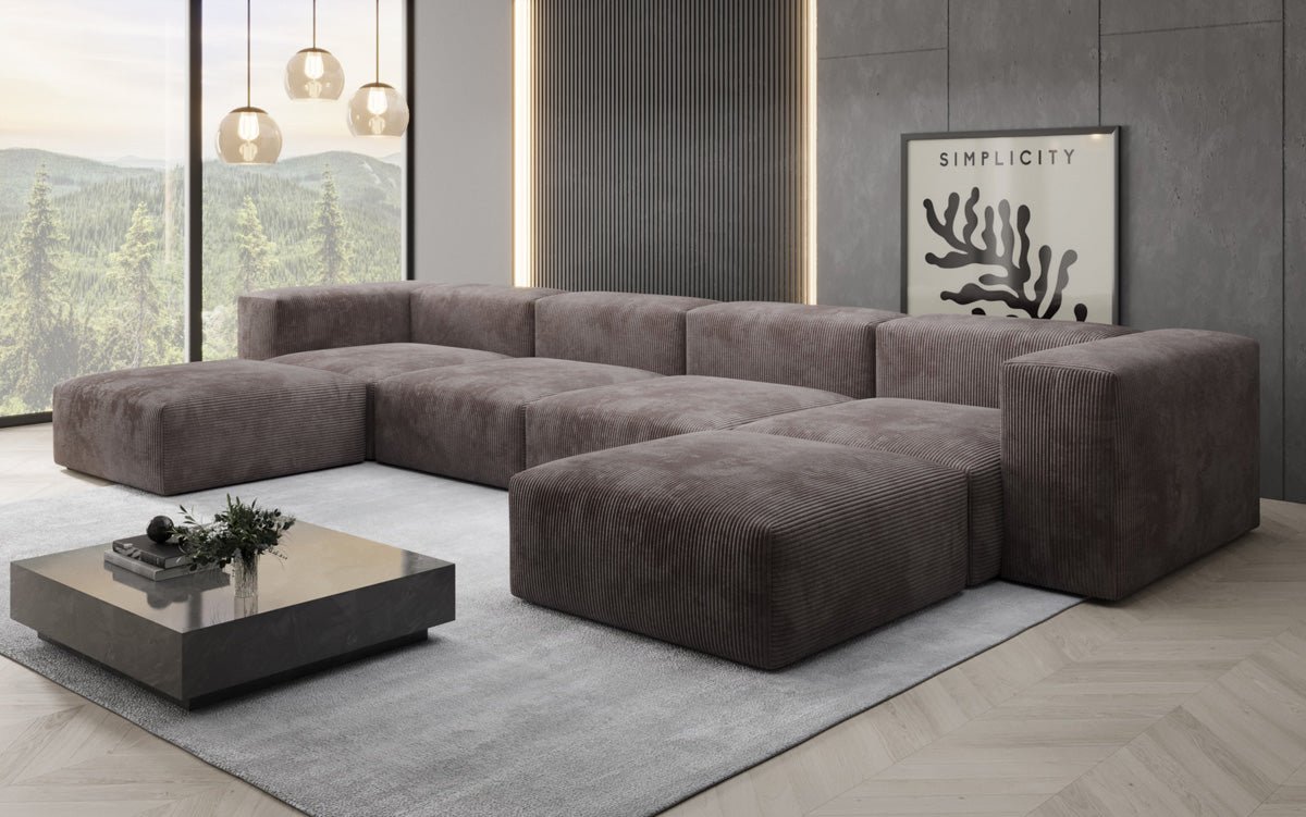 Designer U Sofa Snug aus Kord