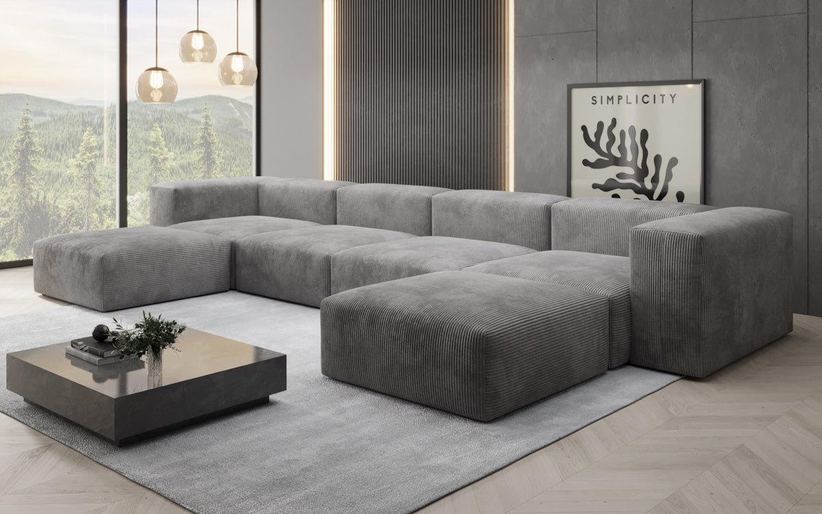 Designer U Sofa Snug aus Kord