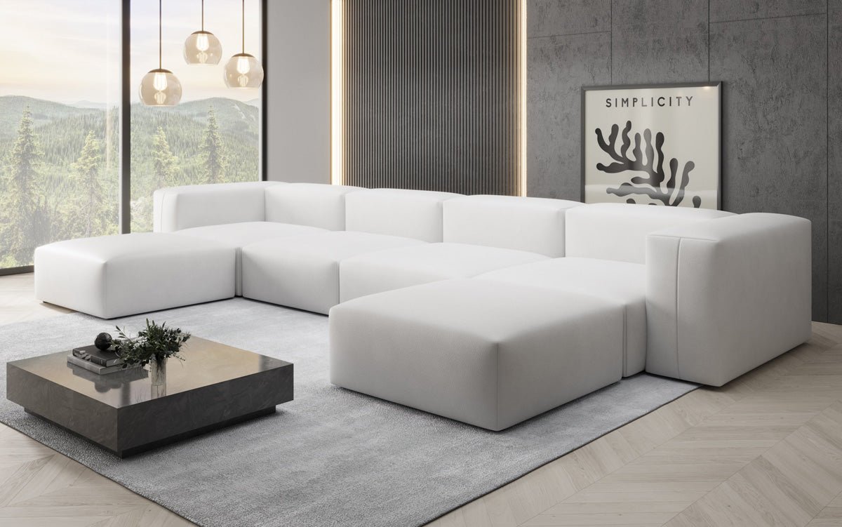 Designer U Sofa Snug in Genuine Leather