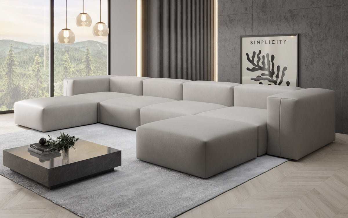 Designer U Sofa Snug in Genuine Leather