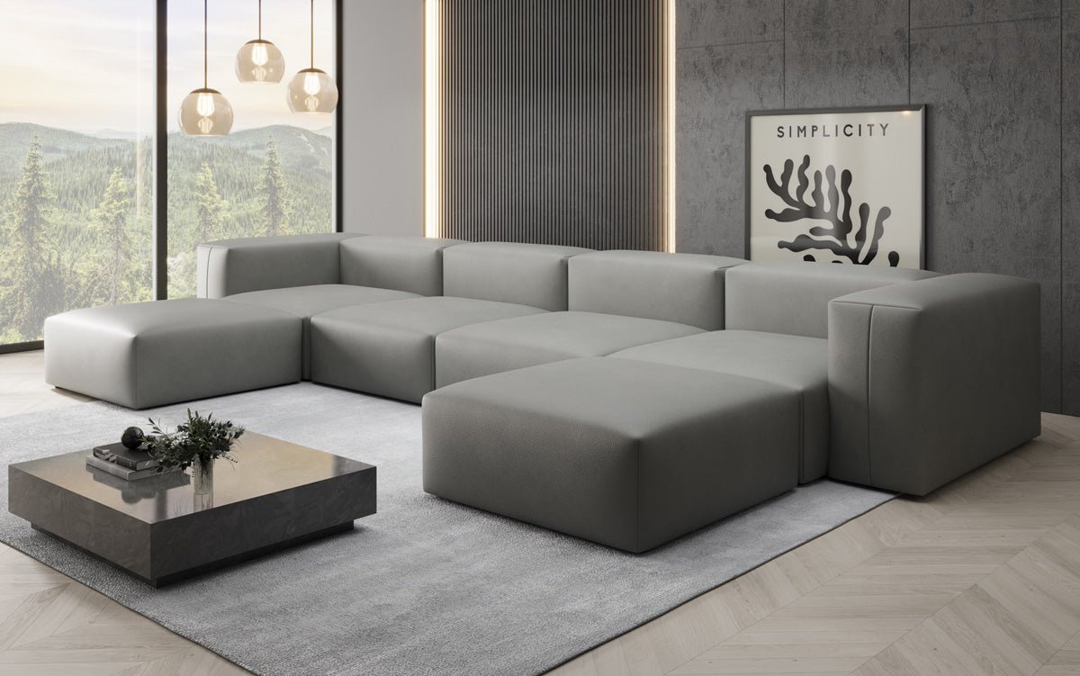 Designer U Sofa Snug in Genuine Leather