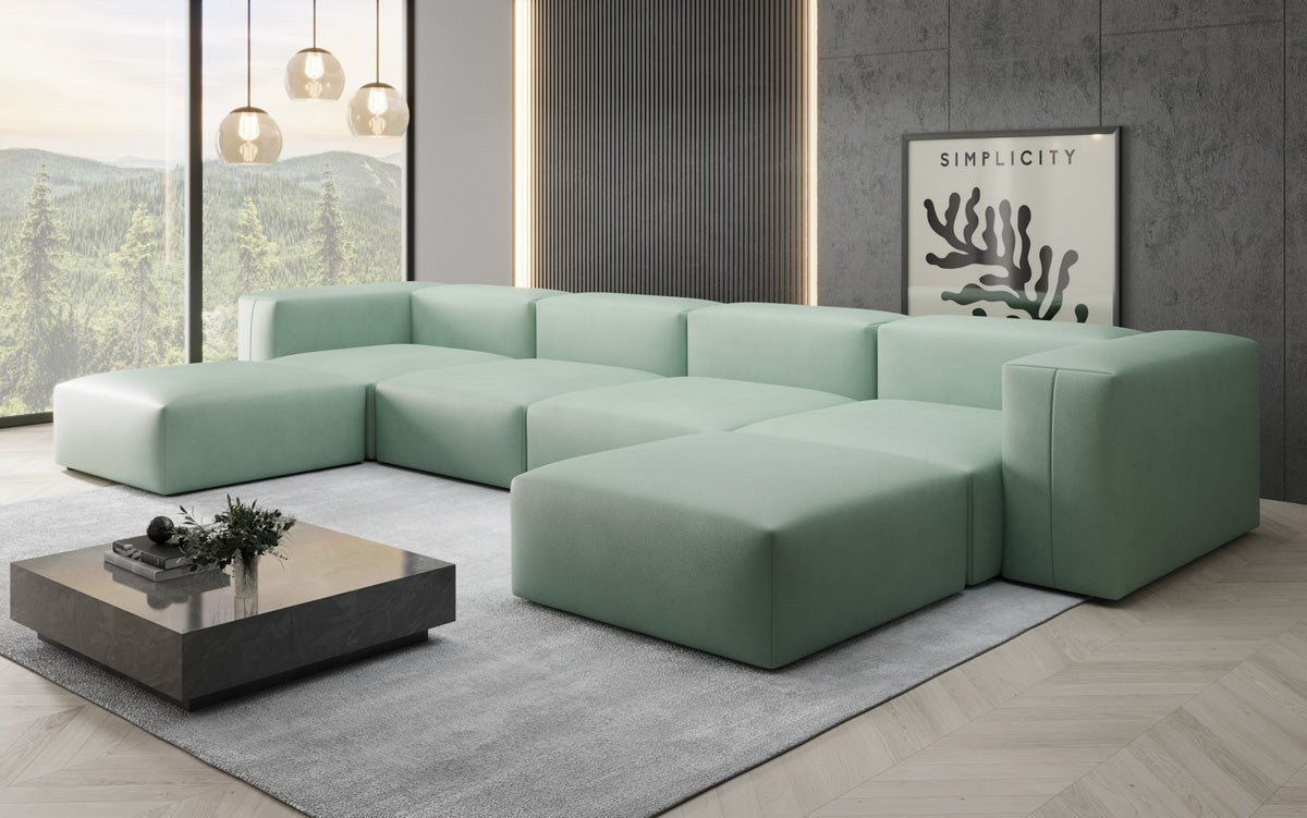 Designer U Sofa Snug in Genuine Leather