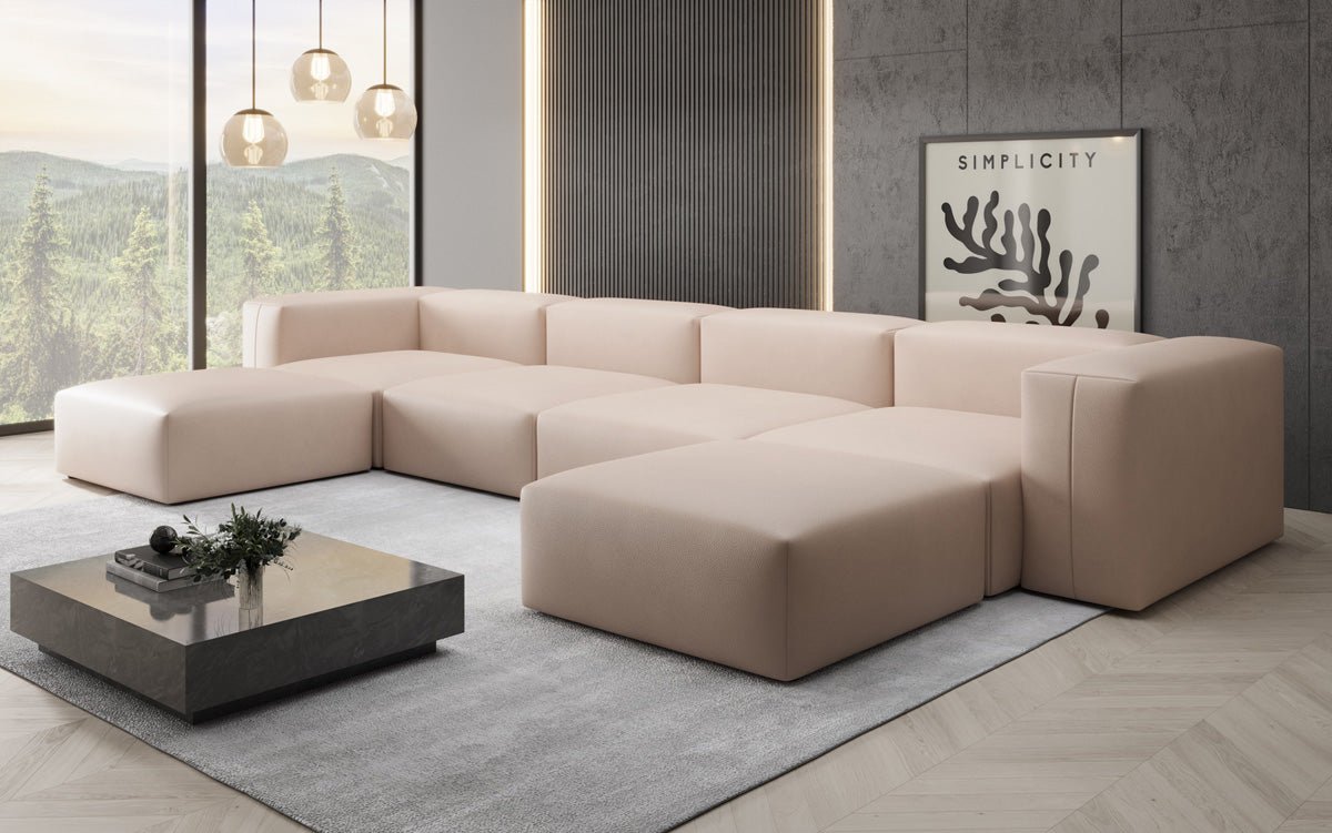 Designer U Sofa Snug in Genuine Leather