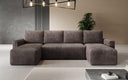 Canapé designer Melva U avec fonction couchage et rabattable en Côtelé