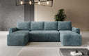 Canapé designer Melva U avec fonction couchage et rabattable en Côtelé