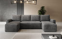Canapé designer Melva U avec fonction couchage et rabattable en Côtelé