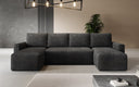 Canapé designer Melva U avec fonction couchage et rabattable en Côtelé