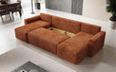 Canapé designer Melva U avec fonction couchage et rabattable en Côtelé