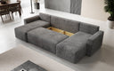 Canapé designer Melva U avec fonction couchage et rabattable en Côtelé