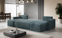 Canapé designer Melva U avec fonction couchage et rabattable en Côtelé
