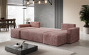 Canapé designer Melva U avec fonction couchage et rabattable en Côtelé