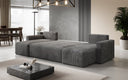 Canapé designer Melva U avec fonction couchage et rabattable en Côtelé