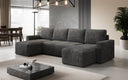 Canapé designer Melva U avec fonction couchage et rabattable en Côtelé