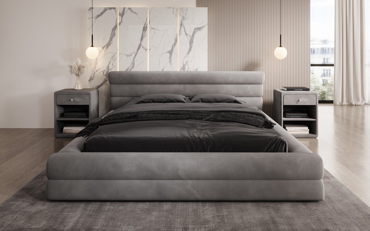 Designer Polsterbett Velana Samt mat Stauraum
