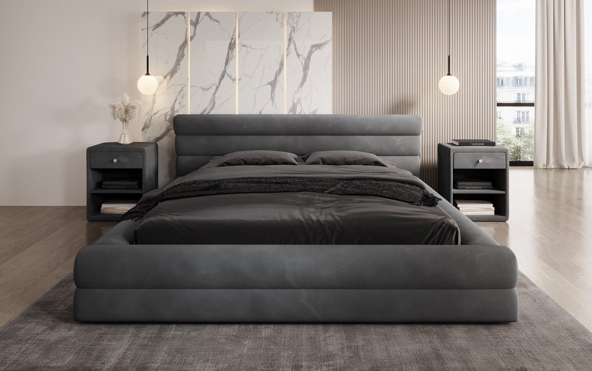 Designer Polsterbett Velana Samt mat Stauraum