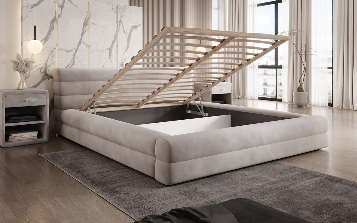 Designer Polsterbett Velana Samt mat Stauraum