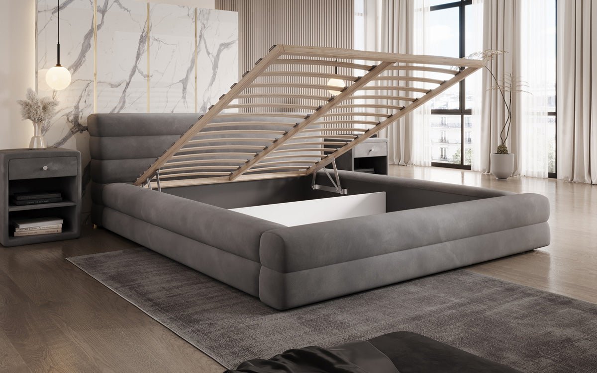 Designer Polsterbett Velana Samt mat Stauraum