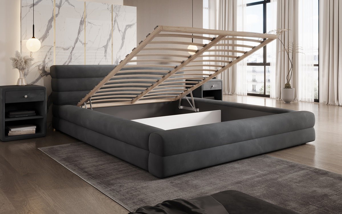Designer Polsterbett Velana Samt mat Stauraum