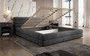 Lit capitonné designer Velana Velours avec espace de rangement