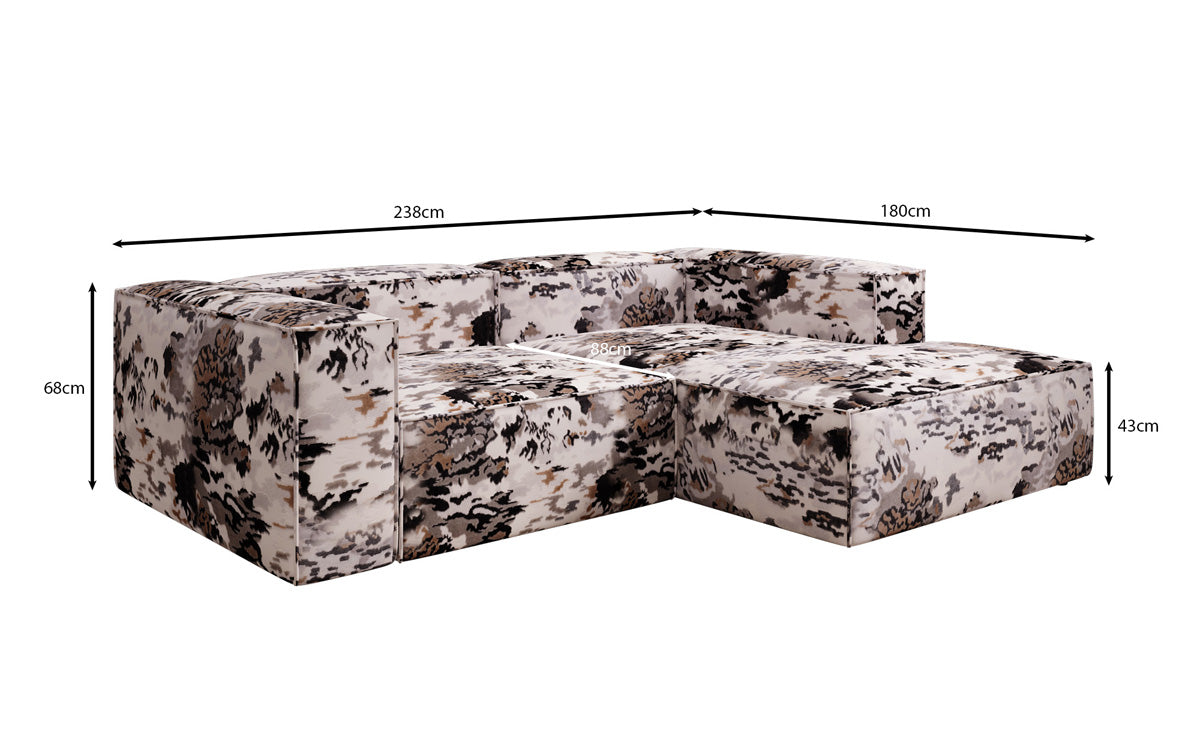 Canapé d'angle design Lesley Mini - jacquard à motif aquarelle