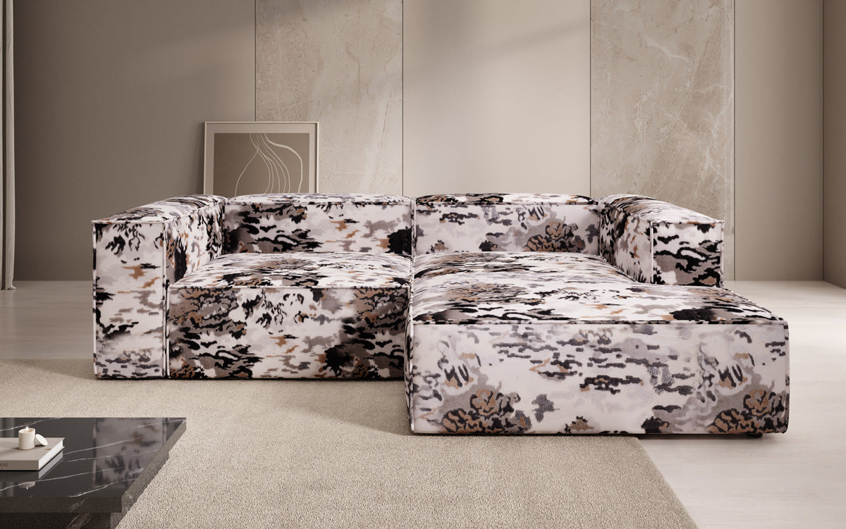 Canapé d'angle design Lesley Mini - jacquard à motif aquarelle