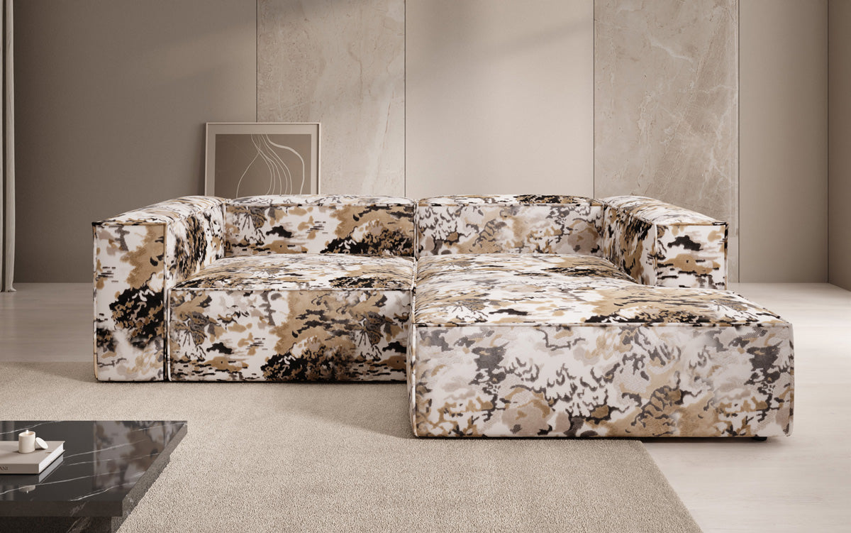Canapé d'angle design Lesley Mini - jacquard à motif aquarelle