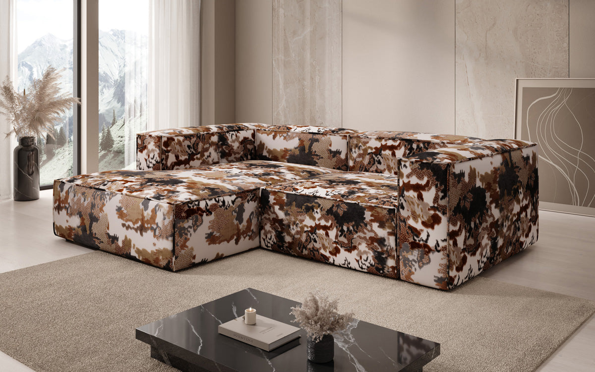 Canapé d'angle design Lesley Mini - jacquard à motif aquarelle