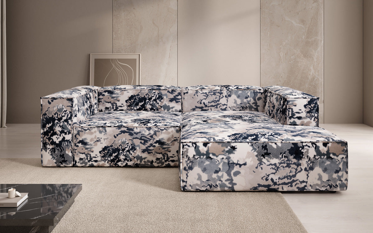 Canapé d'angle design Lesley Mini - jacquard à motif aquarelle