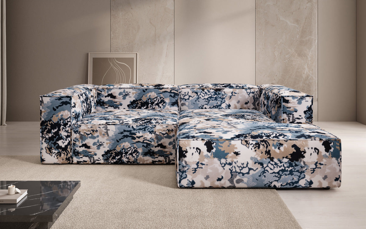 Canapé d'angle design Lesley Mini - jacquard à motif aquarelle