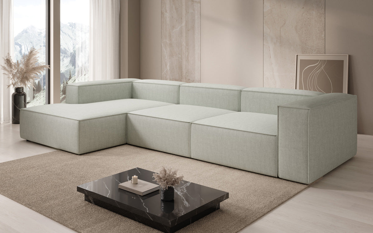 Canapé d’angle design Lesley aspect lin