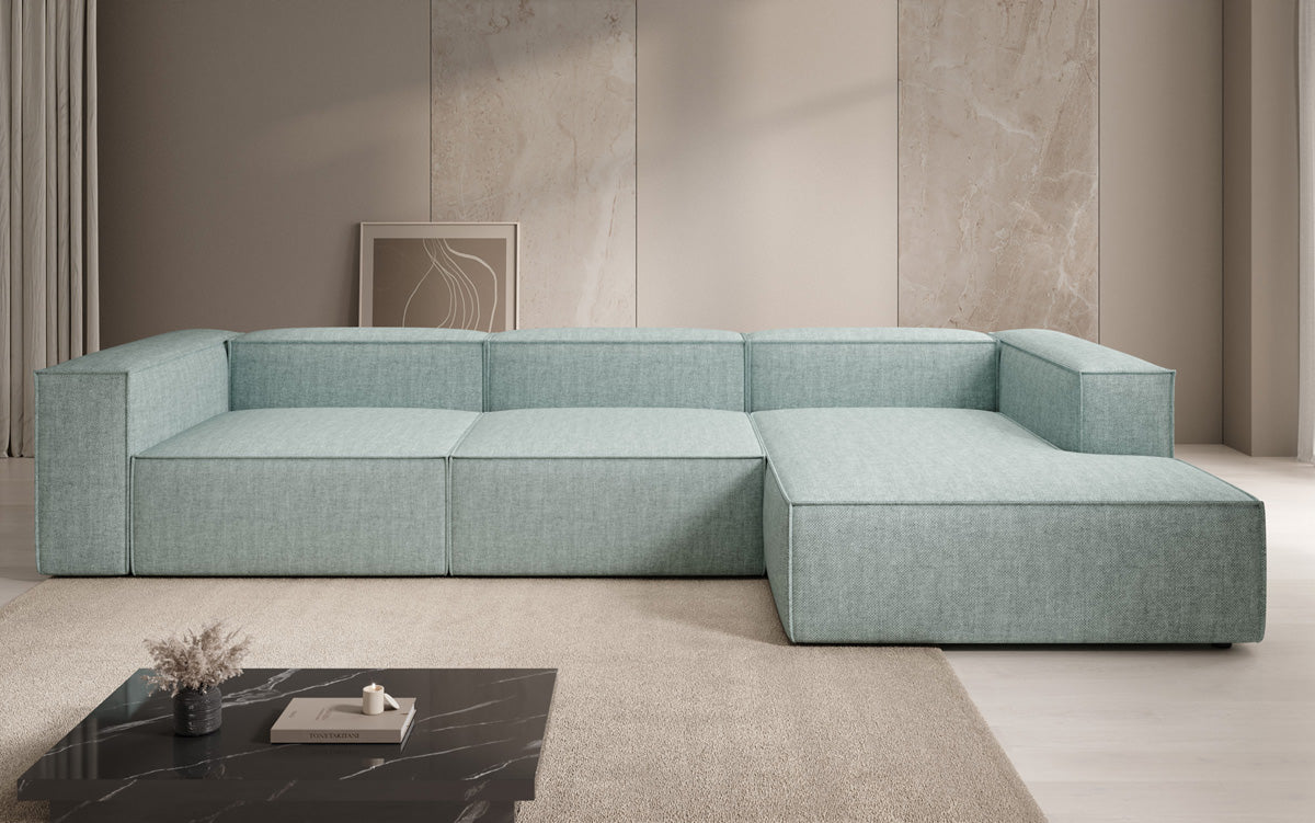 Canapé d’angle design Lesley aspect lin