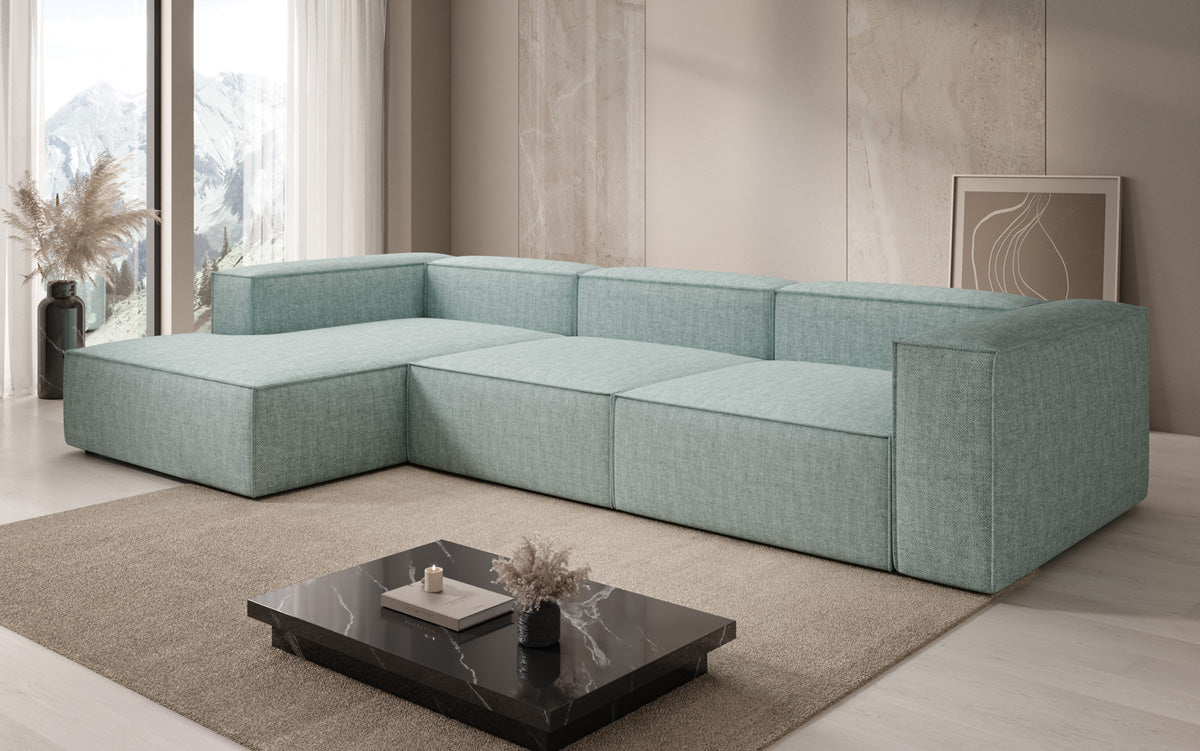 Canapé d’angle design Lesley aspect lin
