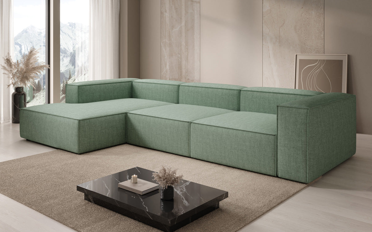 Canapé d’angle design Lesley aspect lin