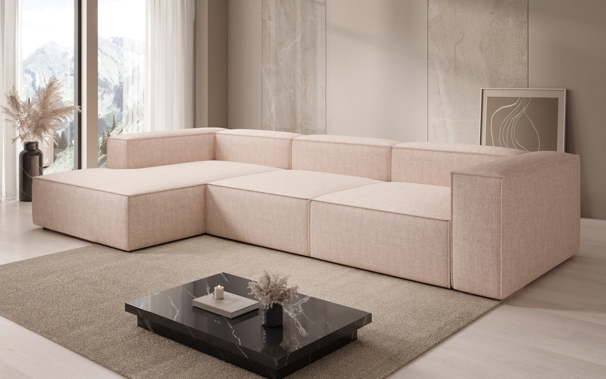 Canapé d’angle design Lesley aspect lin