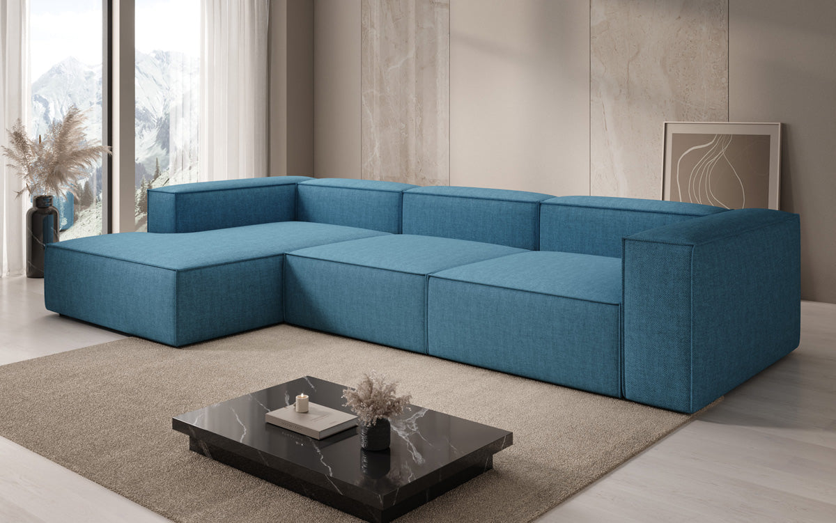 Canapé d’angle design Lesley aspect lin