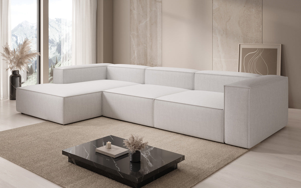 Canapé d’angle design Lesley aspect lin