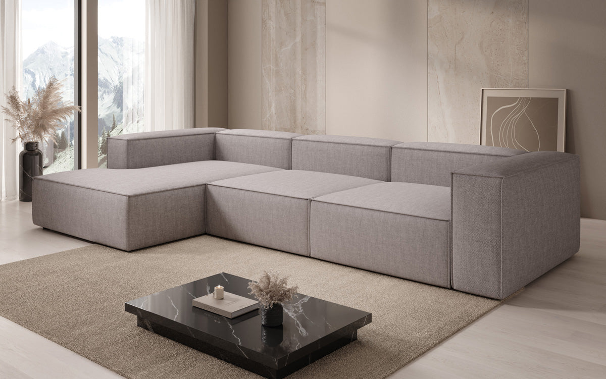 Canapé d’angle design Lesley aspect lin