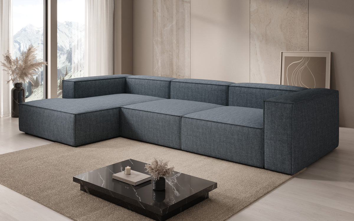 Canapé d’angle design Lesley aspect lin