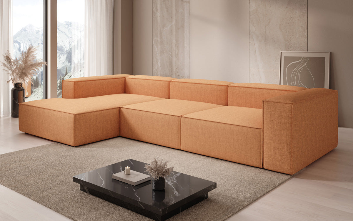 Canapé d’angle design Lesley aspect lin