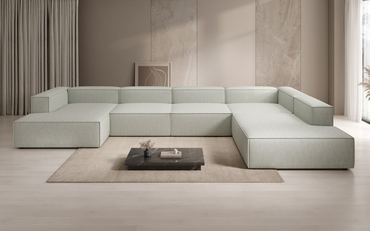 Designer-Sofa Lesley U XXL a Lengen-Optik
