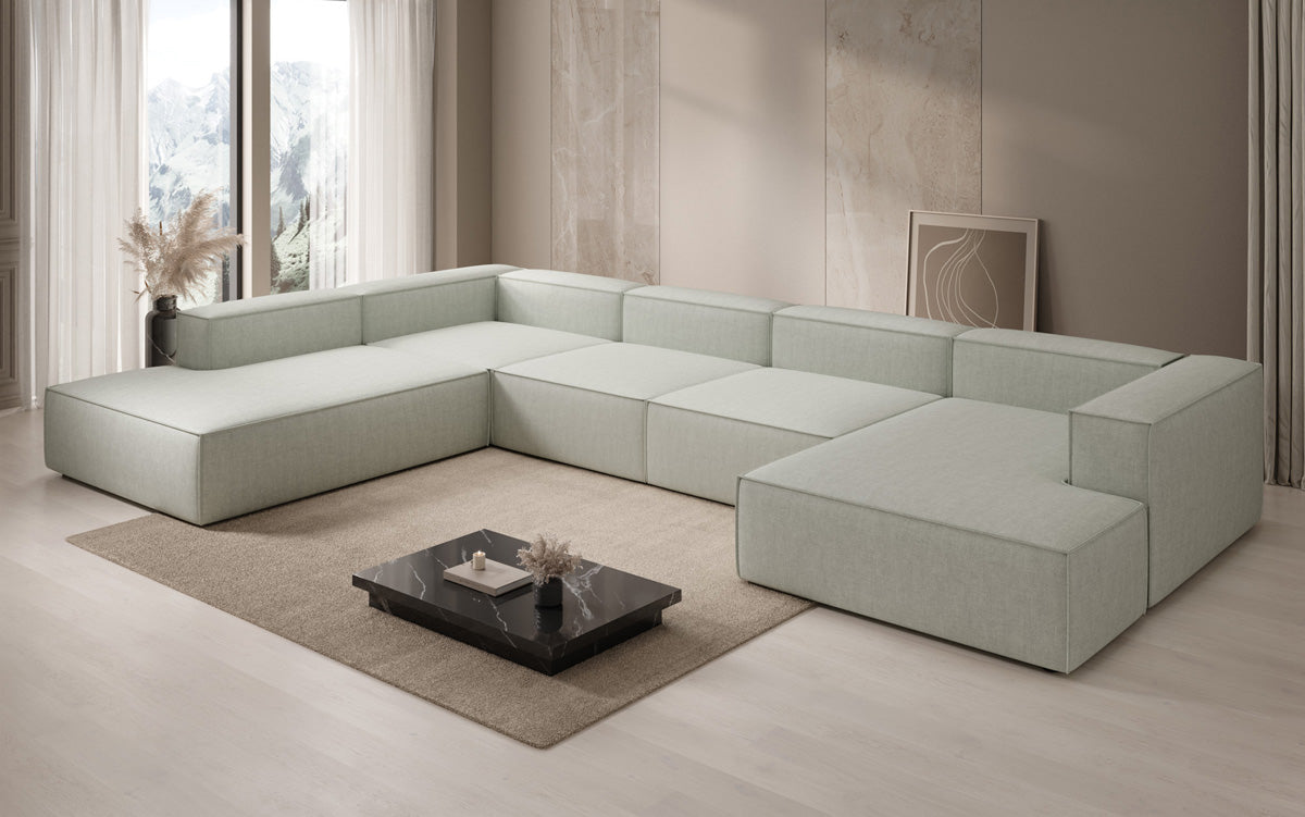 Designer-Sofa Lesley U XXL a Lengen-Optik